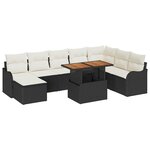 vidaXL Ensemble de canapé de jardin avec coussin 9 Pièces Noir et crème