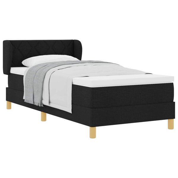 vidaXL Lit à ressorts avec tête de lit Noir 90 x 200 cm tissu