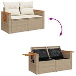 vidaXL Canapé de jardin avec coussins 2 places beige résine tressée