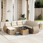 vidaXL Salon de jardin avec coussins 8 Pièces beige résine tressée