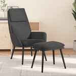 vidaXL Chaise de relaxation avec tabouret Gris foncé Tissu
