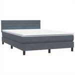 vidaXL Sommier à lattes de lit et matelas et LED gris foncé 140x210cm velours