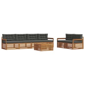 vidaXL Ensemble de canapés d'extérieur 7 Pièces Naturel et Anthracite