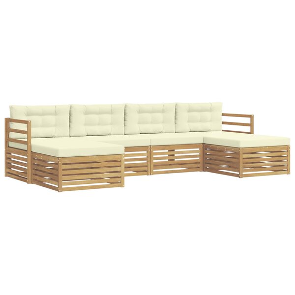 vidaXL Ensemble de canapés d'extérieur 6 pc Blanc et crème