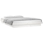 vidaXL Cadre de lit à LED blanc 135x190 cm double bois massif