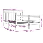 vidaXL Cadre de lit sans matelas blanc 135x190 cm bois massif