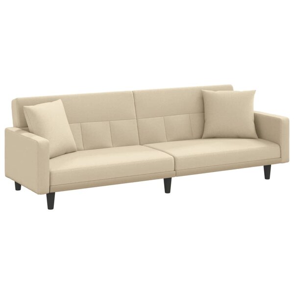 vidaXL Canapé-lit avec coussins crème tissu
