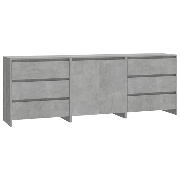vidaXL Buffets 3 Pièces Gris béton Bois d'ingénierie