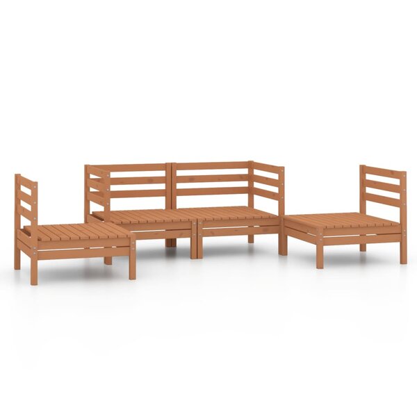 vidaXL Salon de jardin 4 Pièces Marron miel Bois de pin massif
