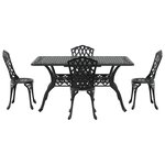 vidaXL Ensemble de salle à manger de jardin 5 pièces en aluminium coulé noir