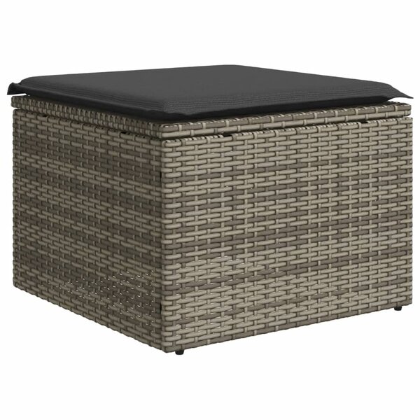 vidaXL Tabouret de jardin avec coussin gris 55x55x37 cm résine tressée