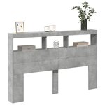 vidaXL Armoire tête de lit avec LED gris béton 160x17x102 cm