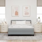 vidaXL Lit Box Spring avec Matelas & Lumière LED Gris Clair 140x190 cm Tissu