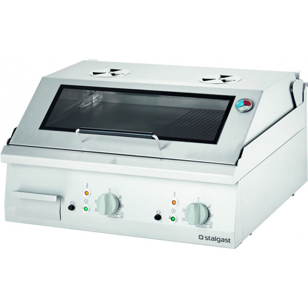 Plancha électrique rainurée avec couvercle 8.1 kw - stalgast -  - inox 800x700x250mm