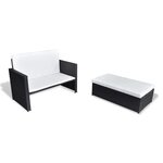 vidaXL Salon de jardin 2 Pièces avec coussins Résine tressée Noir