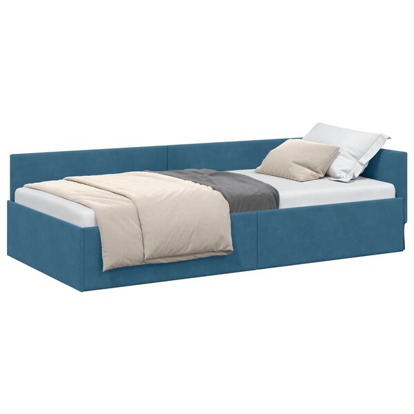 vidaXL Cadre de lit d'angle avec tête de lit Bleu 80 cm x 200 cm