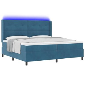 vidaXL Lit à ressorts avec matelas avec LED Bleu 200 x 200 cm Velours