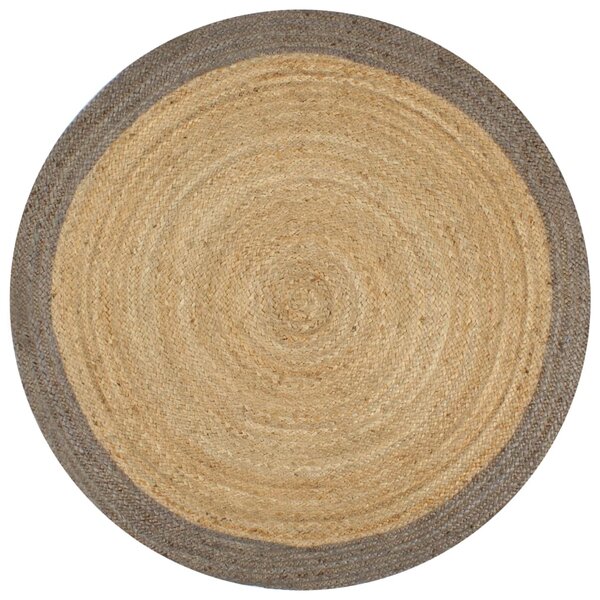 vidaXL Tapis fait à la main Jute avec bord gris 90 cm