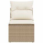 vidaXL Canapé de jardin sans accoudoirs coussins beige résine tressée