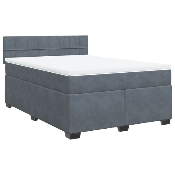 vidaXL Sommier à lattes de lit et matelas Gris foncé 140x200cm Velours