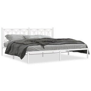 vidaXL Cadre de lit métal sans matelas et tête de lit blanc 200x200 cm