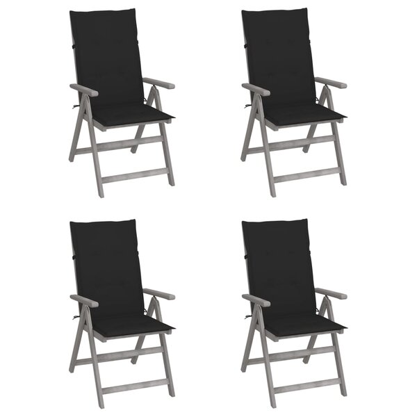 vidaXL Chaises inclinables de jardin lot de 4 et coussins Bois acacia