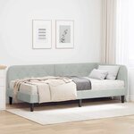 vidaXL Cadre de lit d'angle Gris clair 90 x 190 cm Velours