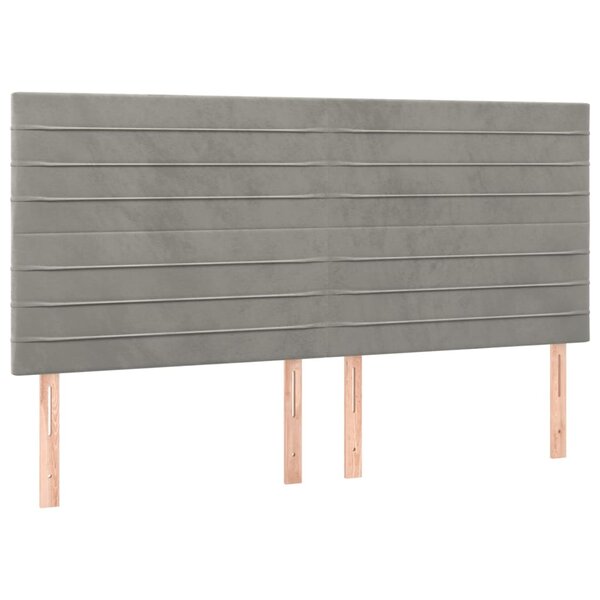 vidaXL Têtes de lit 4 Pièces Gris clair 90x5x78/88 cm Velours