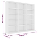 vidaXL Armoire à CD Blanc 100x23x89 5 cm Bois d’ingénierie