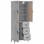 vidaXL Buffet haut Gris béton 69 5x34x180 cm Bois d'ingénierie