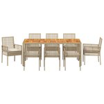 vidaXL Ensemble de salle à manger pour jardin 9 Pièces Beige Poly rotin