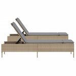 vidaXL Chaises longues avec coussins lot de 2 beige résine tressée