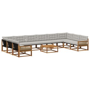 vidaXL Ensemble de canapés d'extérieur 11 Pièces Naturel et gris clair