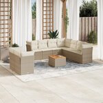 vidaXL Salon de jardin avec coussins 10 Pièces beige résine tressée