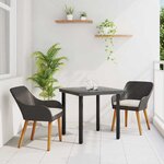 vidaXL Ensemble de salle à manger pour jardin 3 Pièces Noir polyrotin
