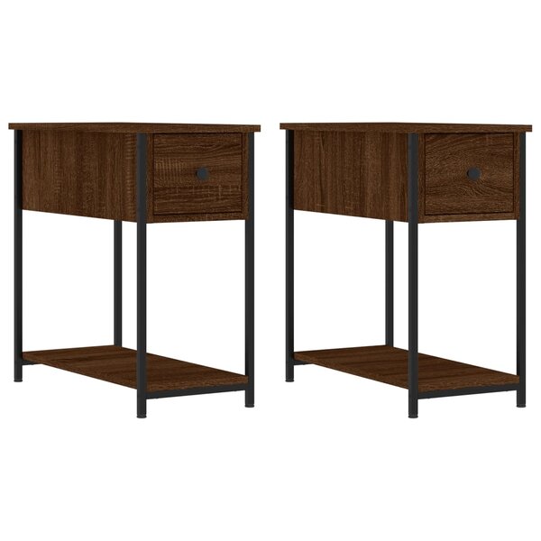 vidaXL Tables de chevet 2Pièces chêne marron 30x60x60cm bois d'ingénierie