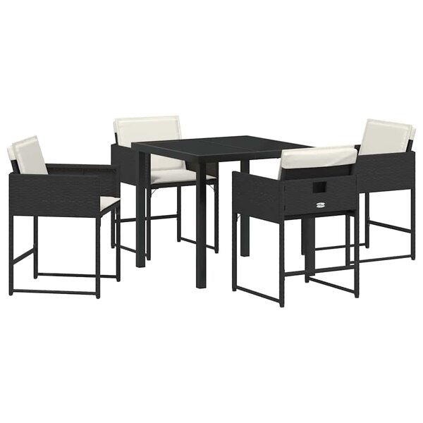 vidaXL Ensemble de salle à manger pour jardin 5 Pièces Noir polyrotin