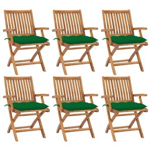 vidaXL Chaises pliables de jardin avec coussins lot de 6 Bois de teck