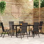 vidaXL Ensemble à manger de jardin 7 Pièces Noir