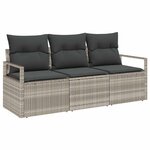 vidaXL Ensemble de canapé de jardin avec coussin 3 Pièces Gris clair