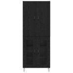 vidaXL Haut Armoire 2 Pièces Chêne noir Bois d'ingénierie et verre