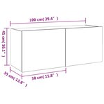 vidaXL Meuble TV mural avec lumières LED sonoma gris 100x35x41 cm