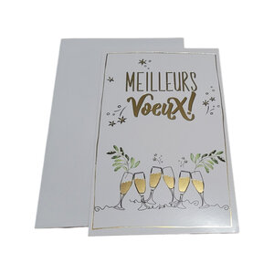 Carte De Voeux - 5 Cartes Meilleurs Voeux Champagne Décor Brillant