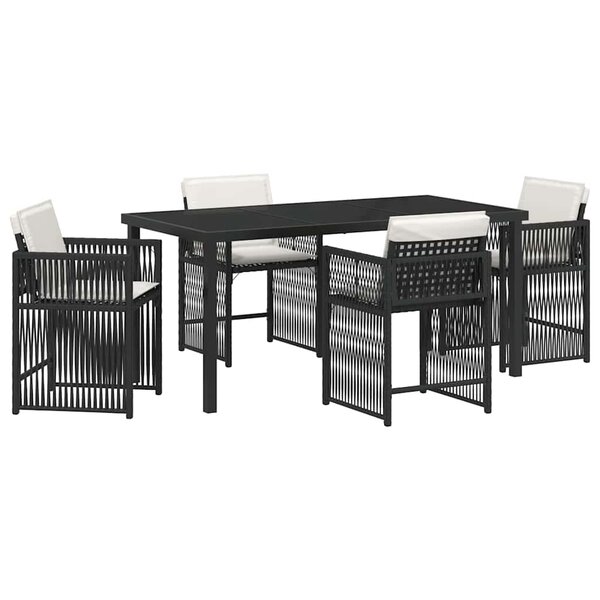 vidaXL Ensemble de salle à manger pour jardin 5 Pièces Noir polyrotin