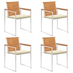 vidaXL Chaises de jardin 4 Pièces avec coussins Bois d'acacia massif