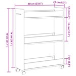 Cabinet roulant en bois ancien 60x22x79 cm en bois reconstitué