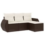 vidaXL Salon de jardin 4 Pièces avec coussins marron résine tressée