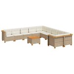 vidaXL Salon de jardin 11 Pièces avec coussins beige résine tressée