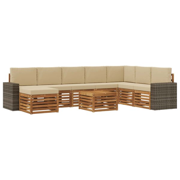 vidaXL Ensemble de canapés d'extérieur 9 pc Naturel et Beige