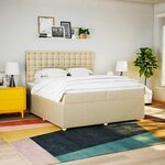 vidaXL Sommier à lattes de lit avec matelas Crème 200x200 cm Tissu